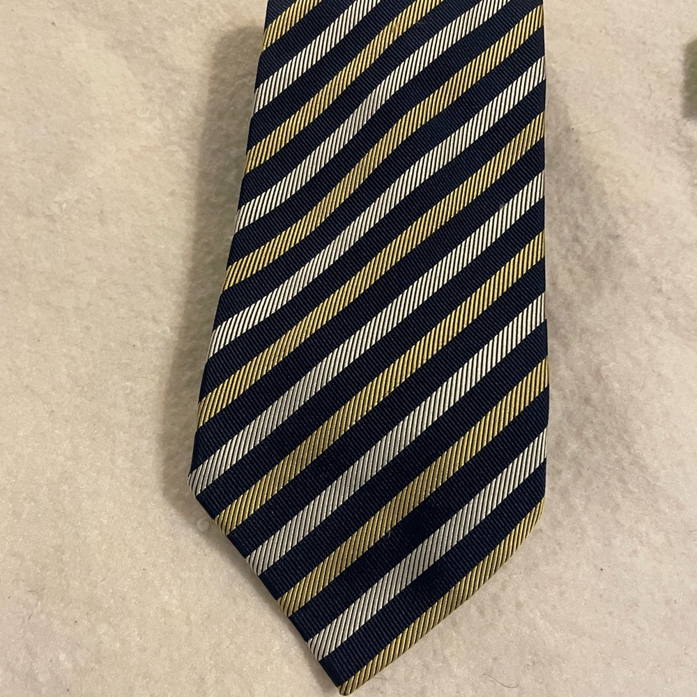 Santoni Blue and Yellow Striped Tie